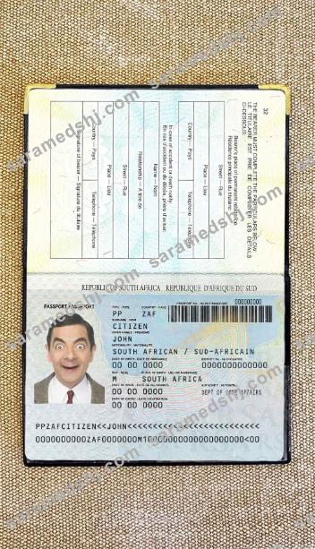 South Africa passport (1996-2009) photo look